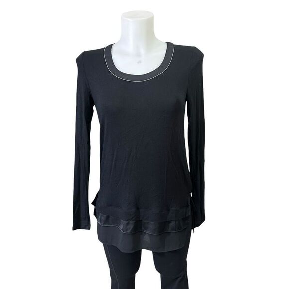 White House Black Market Long Sleeve Ball Chain Long Sleeve Tee‎ Round Neck XXS - Picture 1 of 11